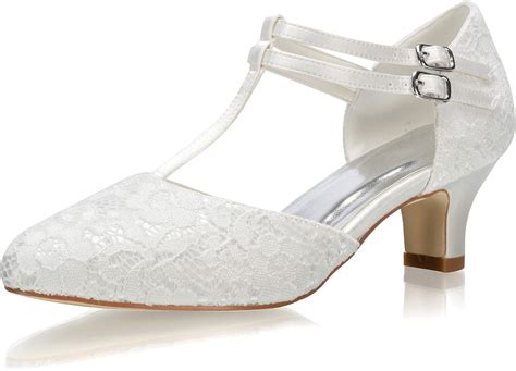 Buy JIAJIA 00968 Women's Bridal Shoes Closed Toe T-Strap 1.9" Block Low ...