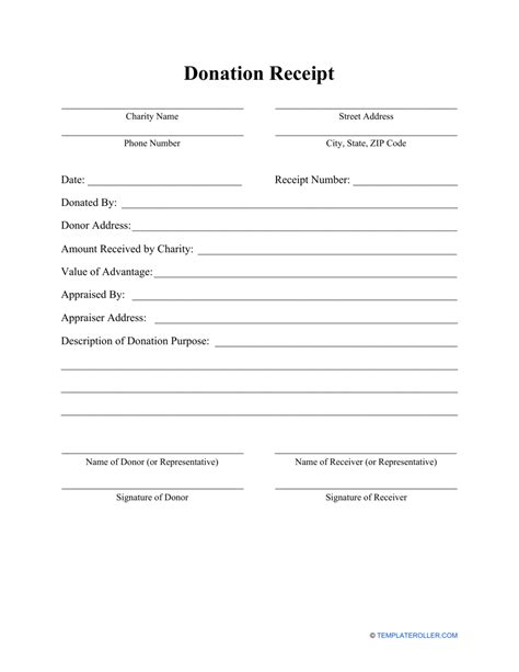 Free Printable Donation Receipt Template