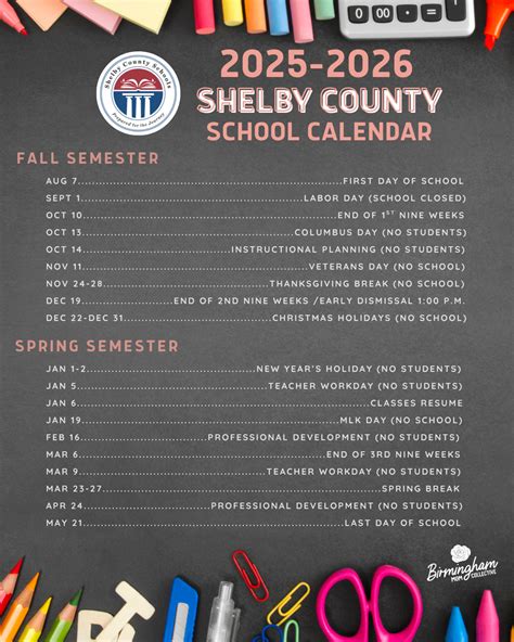 Shelby County School Calendar 2025-2026 + FREE PRINTABLE