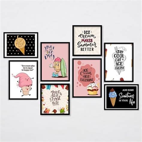ARTELLY Ice Cream Quotes Wall Posters With Frame - Food Framed Posters ...