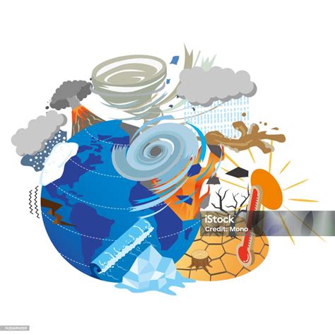 Various Natural Disasters And The Earth Stock Illustration - Download ...