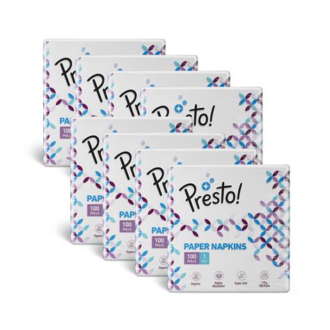 Amazon Brand - Presto! 1 Ply Tissue Paper Napkin | 800 Pulls | 100 ...