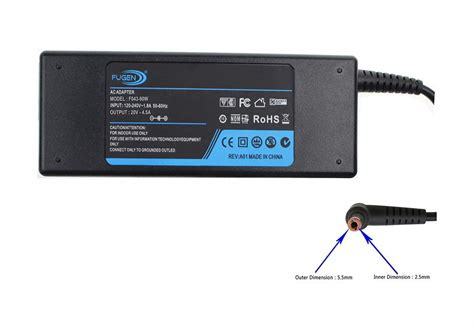 Fugen Laptop Power Adapter Charger Slim 90W 20V 4.5A 5.5x2.5mm for ...