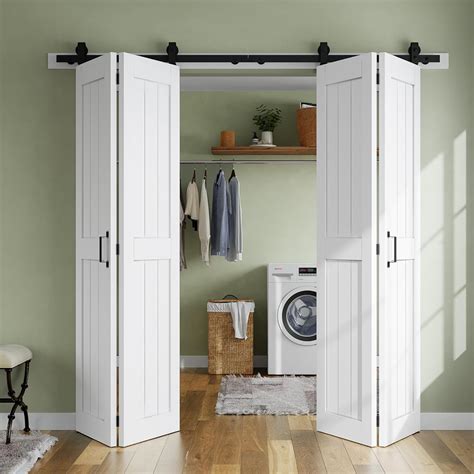 SMARTSTANDARD Bifold Barn Door 56'' x 84'',Bi-Fold Sliding Closet Doors ...