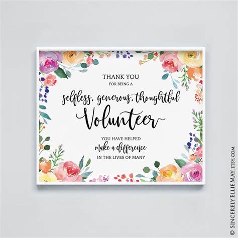 Appreciation Gifts for Volunteer Thank You Volunteer Printable ...