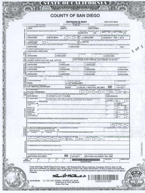 California Death Certificate for John Beryl McKowen • FamilySearch