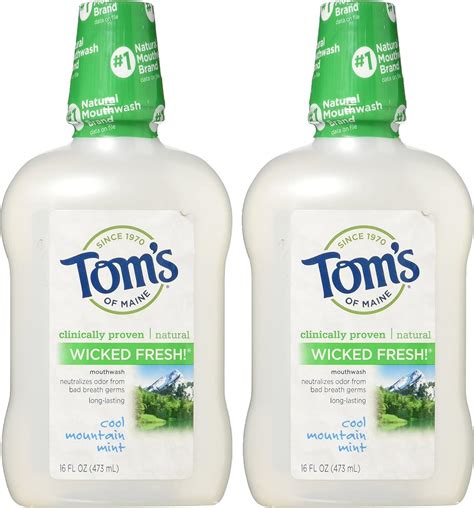 Tom's of Maine Long Lasting Wicked Fresh Mouthwash Cool Mountain Mint ...