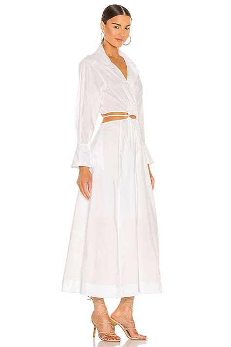 SIMKHAI Alex Pleated Cut Out Dress in White | REVOLVE