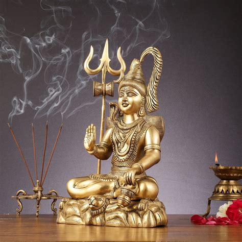 Buy Sacred 15.5-Inch Brass Lord Shiva Statue in Blessing Posture ...