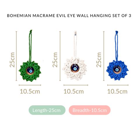 Bohemian Macrame Evil Eye Wall Hanging For Home Decor Set Of 3 Online ...
