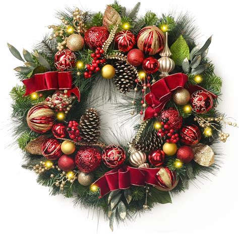 Amazon.com: Valery Madelyn 30'' Pre-Lit Christmas Wreath for Front Door ...