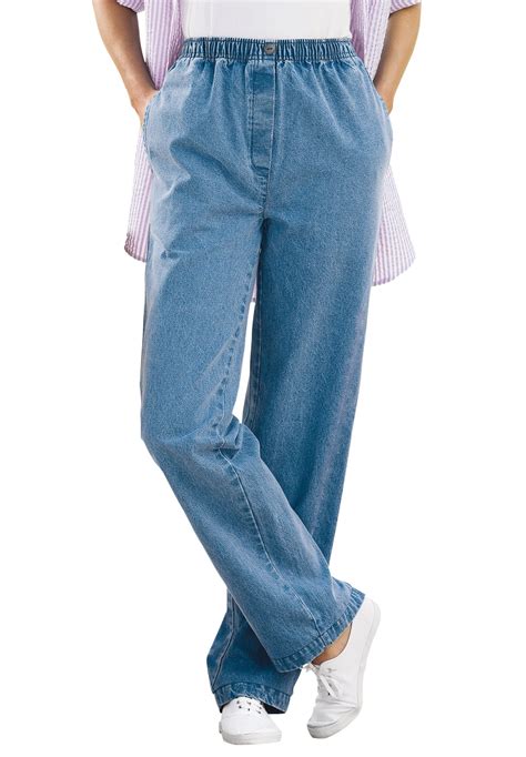Woman Within Plus Size 7-Day Straight-Leg Elastic-Waist Denim Jean ...