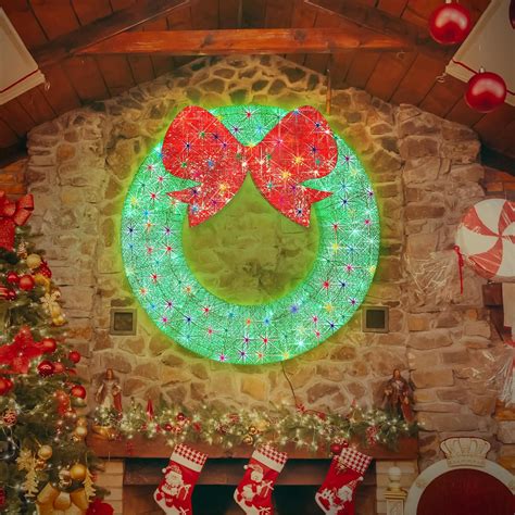 Amazon.com: Aurelema 48 Inch LED Christmas Wreath Decoration Outdoor ...