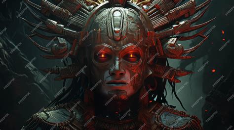 Premium AI Image | Mayan god of war mask wallpaper