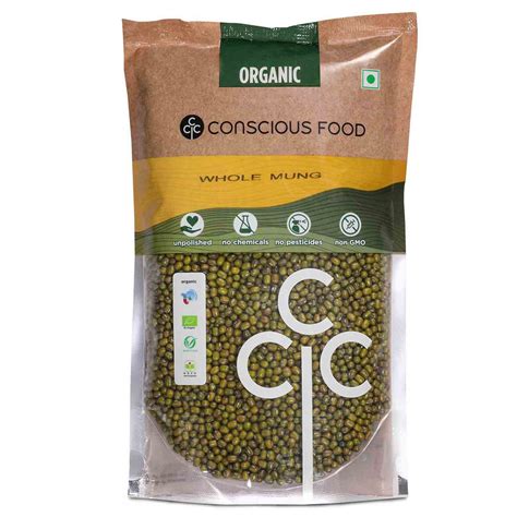 Conscious Food Split Moong Bean / Green Moong Dal 1Kg Organic – One ...