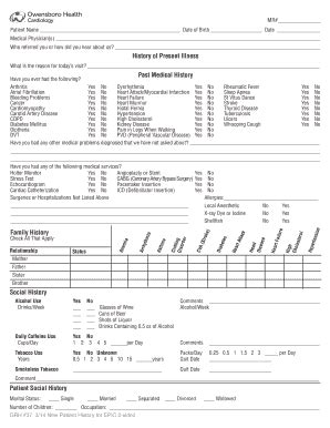 2014 KY Owensboro Health Cardiology Patient History Form Fill Online ...