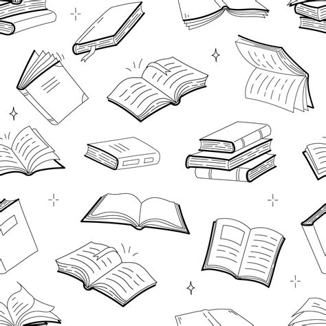 Books seamless pattern, doodle outline textbooks 13998052 Vector Art at Vecteezy