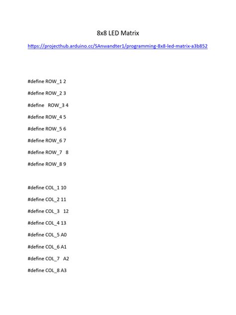 Image result for 8X8 LED Matrix Code