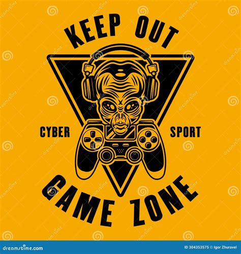 Keep Out Game Zone Vector Sign or Sticker with Alien Head in Headphones ...