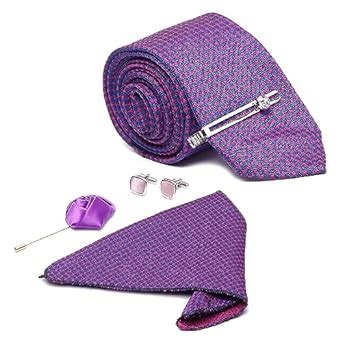 Buy LOUIS STITCH Mens Purple Polka Dot Italian Silk Necktie Set With ...