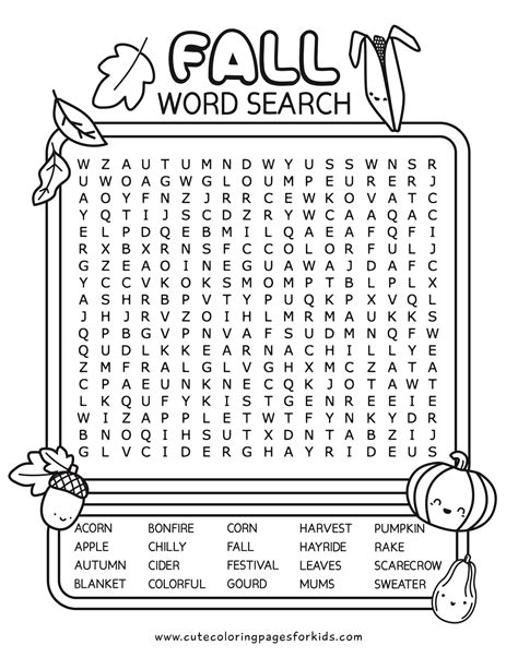 Image result for Fall Word Search