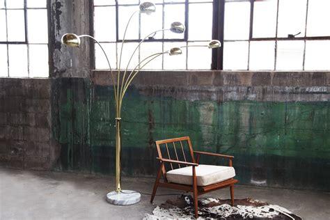 Postmodern Brass Arc 5 Arm Floor Lamp With Carrera Marble Base 1970s ...