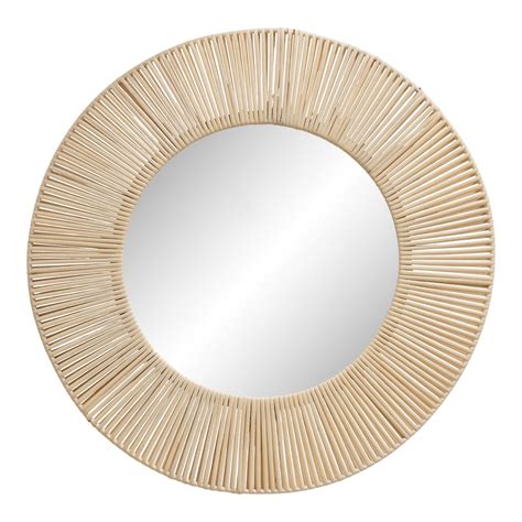 Round White Rattan Wrapped Wall Mirror - World Market | Mirror wall ...