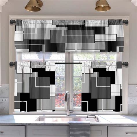 Amazon.com: MCALK Dark Grey Blackout Kitchen Curtains Tiers and ...