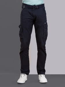 bEEVEE Solid Men Cargos - Buy Navy bEEVEE Solid Men Cargos Online at ...