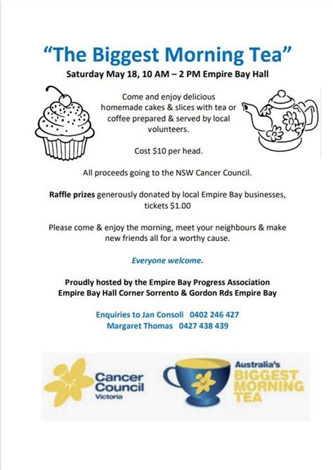 The Biggest Morning Tea, 1-3 Gordon Rd,, Empire Bay, NSW, Australia ...