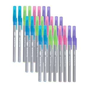 BIC Round Stic Grip Xtra Comfort Fashion Ballpoint Pens, Assorted ...