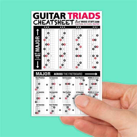 Best Music Stuff Laminated Guitar Triads Cheatsheet - Large Pocket ...