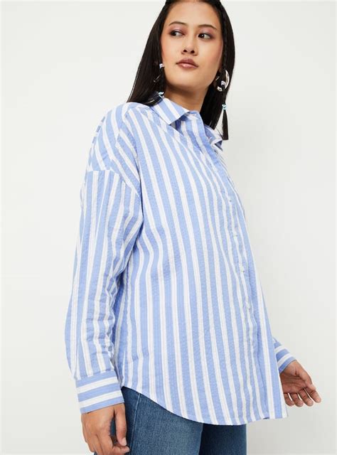 Buy Women Striped Oversized Shirt Online at just Rs. 899.0 ...