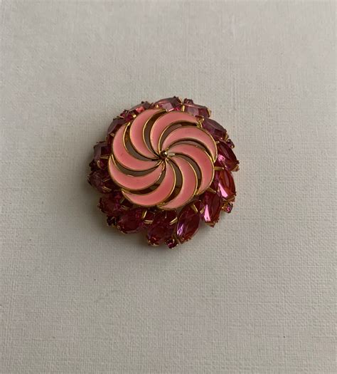 Broche en émail de tourbillon de strass marquise rose vintage - Etsy France