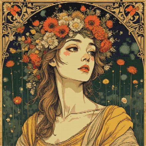 Eos Greek Goddess of Dawn Cross Stitch Pattern PDF | Art Nouveau ...