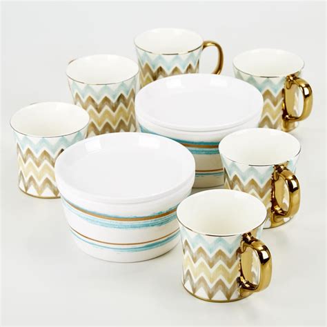 Buy Mandarin Iris 8Pcs Bone China Mug and Bowl Set from Home Centre at ...