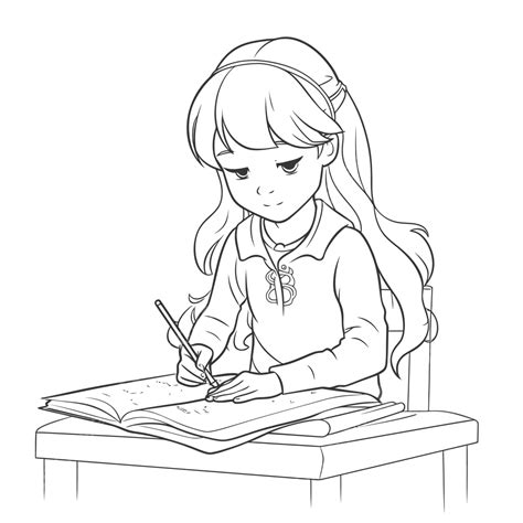 Girl Writing Drawing