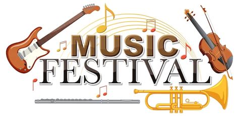 Music festival text with musical instruments | Free Vector