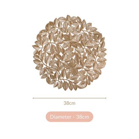 Round Gold Leaf Waterproof Placemat Set Of 6 Online - Premium Table Mat ...