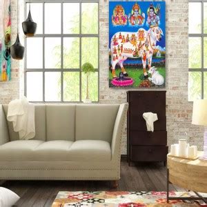 surmul 45.72 cm Kamdhenu Divine Cow and Hindu Gods Goddesses Unframed ...