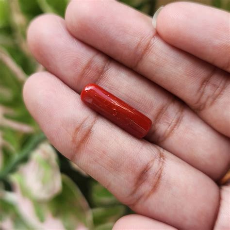 Natural and Original Red Coral Moonga Semiprecious Gemstone -5.40 ct ...