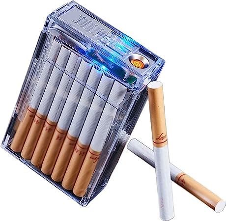 Amazon.co.jp: Cigarette Case with Lighter, Windproof Frameless Lighter ...
