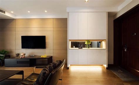 极简现代客厅电视背景墙样板房设计 – 设计本装修效果图