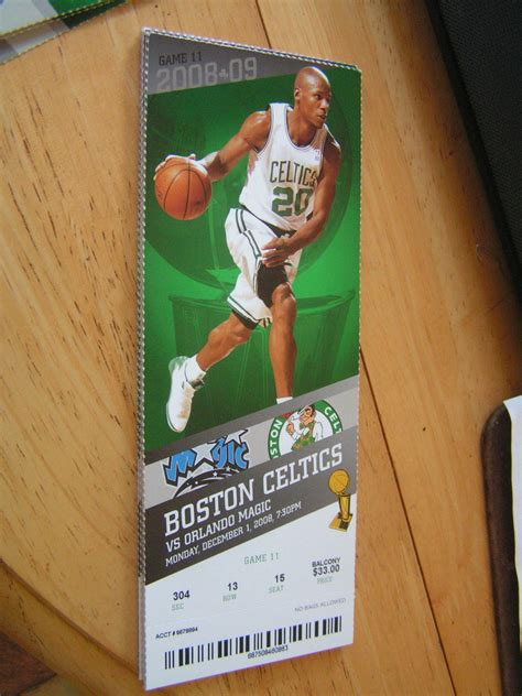 NBA 2008-09 Season Boston Celtics Ticket Stubs Vs. Orlando Magic12-1-08 ...