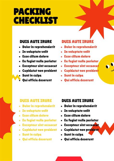 Image result for Packing Checklist