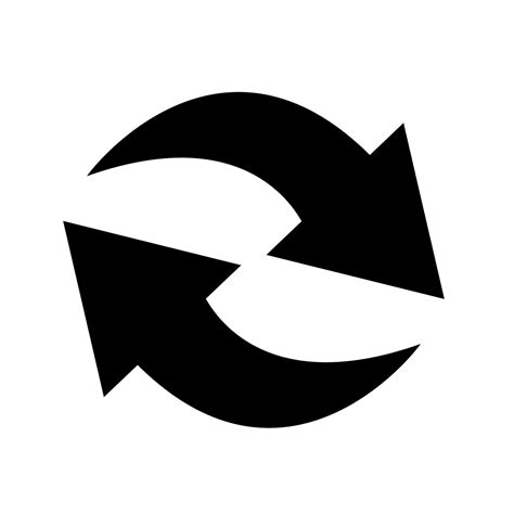 Two curved arrows pointing in opposite directions. Black double sharp ...