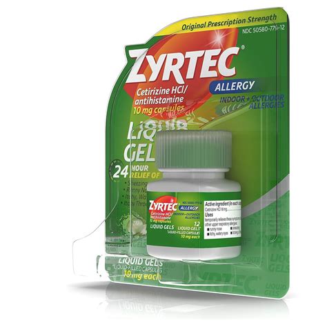 Zyrtec Allergy 24 Hour 10 mg Liquid Gels- 12 ct | Buy Now in International | GoSupps.com