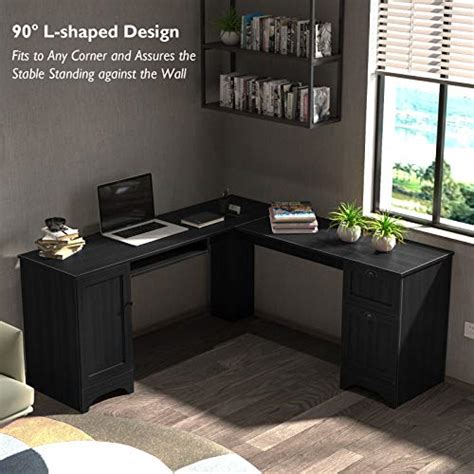 Buy Tangkula L Shaped Office Desk, 66.5 Inches Corner Computer Desk ...