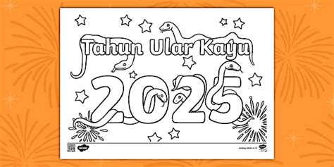 Lembar Mewarnai Tahun Baru Imlek 2025 Tahun Ular - Twinkl