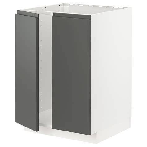 METOD base cabinet for sink + 2 doors, white/Voxtorp dark grey ...